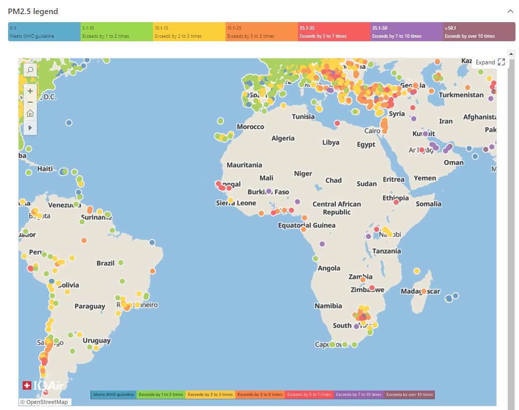 Περιβαλλοντική ρύπανση στον κόσμο (χάρτης)